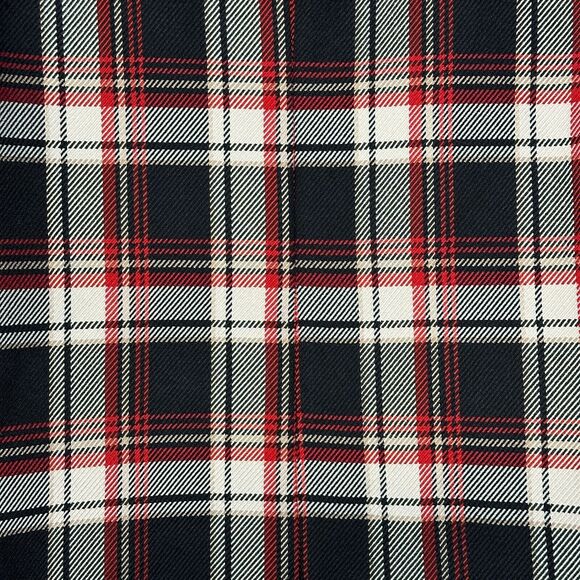 H&M Double Breasted Blazer Women 4 Red Black Tartan Plaid Oversize Career Preppy - Picture 4 of 11